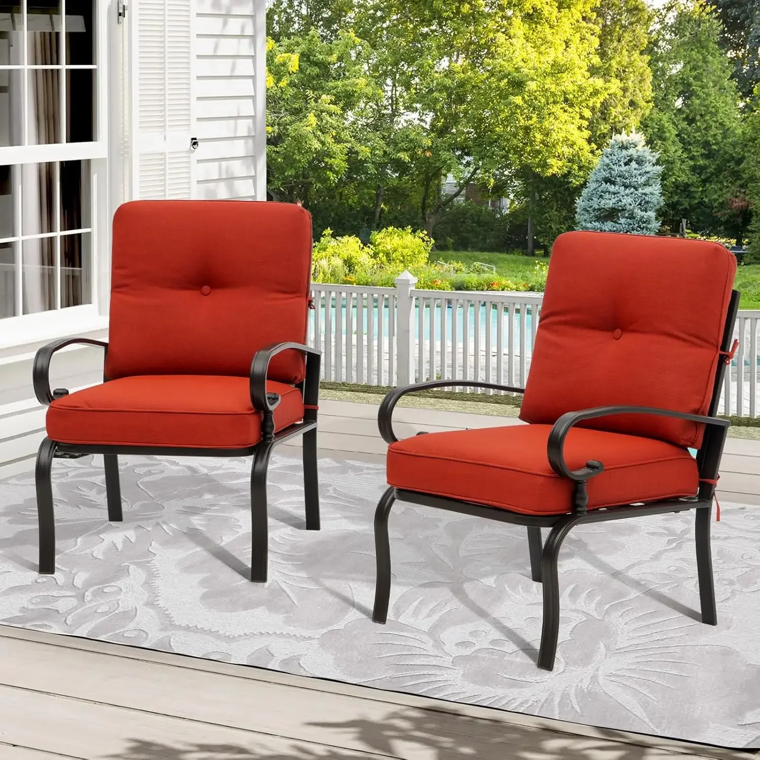 Outdoor Furniture Metal Chairs - 빨간색 야외용 금속 비스트로 의자 정원용