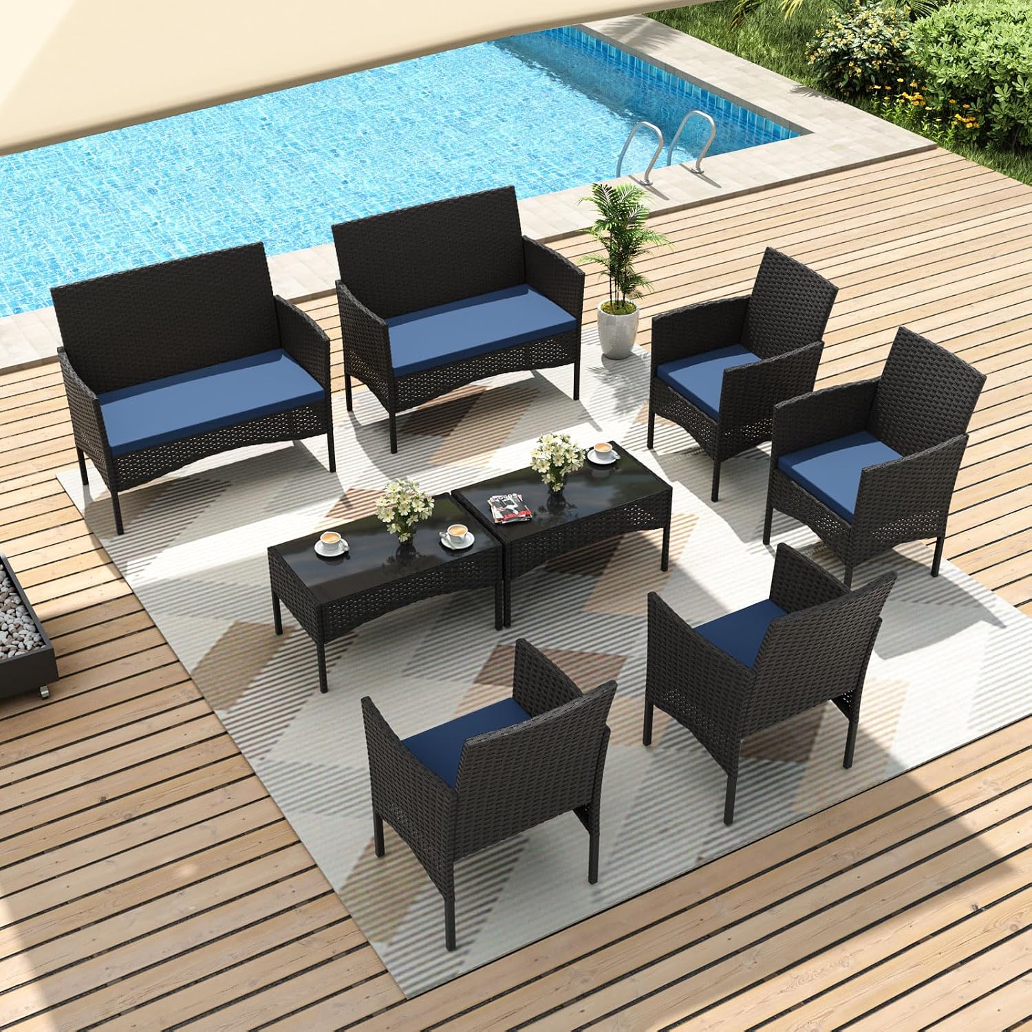 8피스 파티오 가구 세트, 위커 야외 가구(의자 4개, - Outdoor Furniture Metal Chairs 리뷰 및 가격