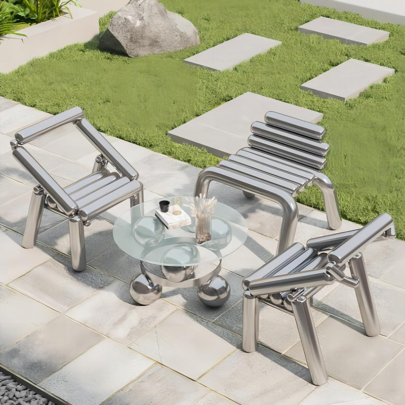스테인레스 스틸 의자 라이트 럭셔리 크리에이티브 심플  - Outdoor Furniture Metal Chairs 리뷰 및 가격