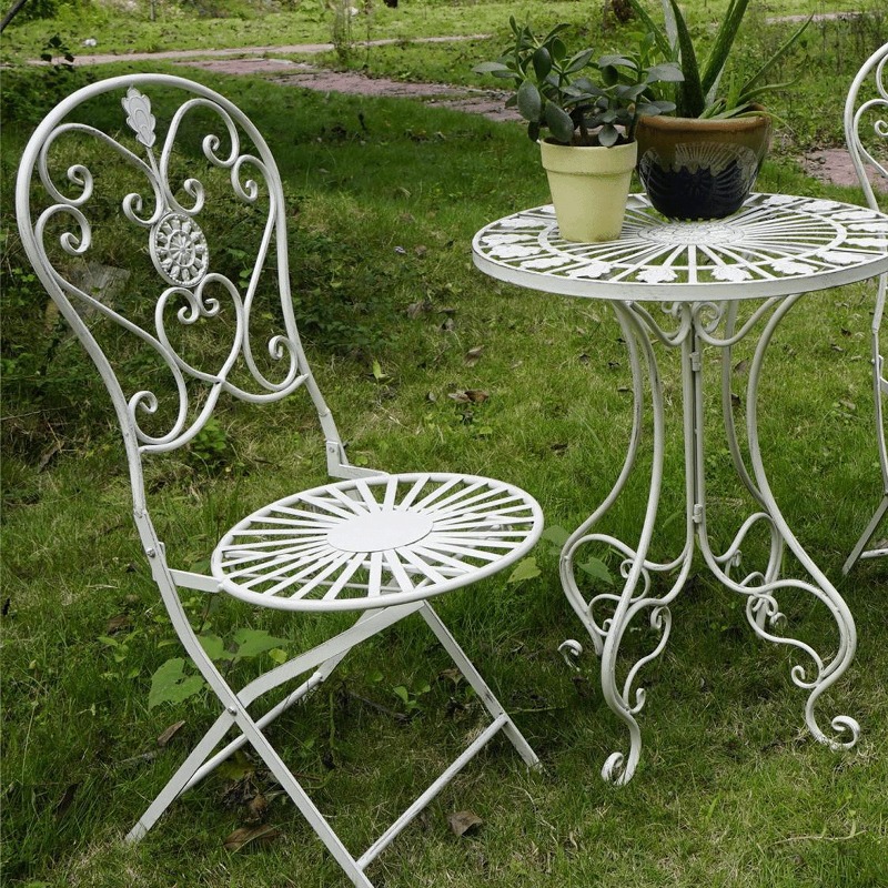 프랑스 빈티지 철제 테이블 및 의자, 속이 빈 카페 정 - Outdoor Furniture Metal Chairs 리뷰 및 가격