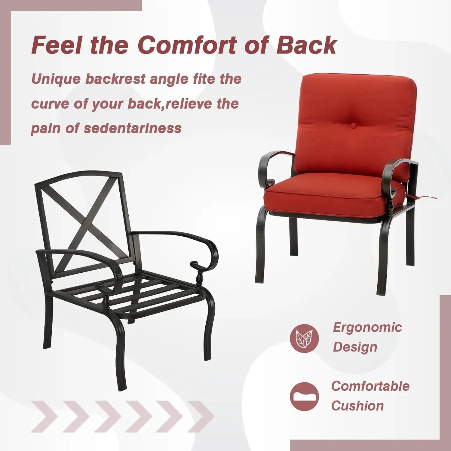 빨간색 야외용 금속 비스트로 의자 정원용 식사 가구 세 - Outdoor Furniture Metal Chairs 리뷰 및 가격